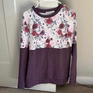 Michelle Mae Floral and Purple Long Sleeve Top